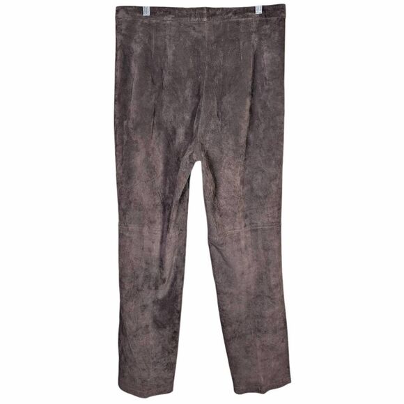 Vintage Bernardo Chocolate Brown suede leather straight leg pants womens 12 - Picture 2 of 7